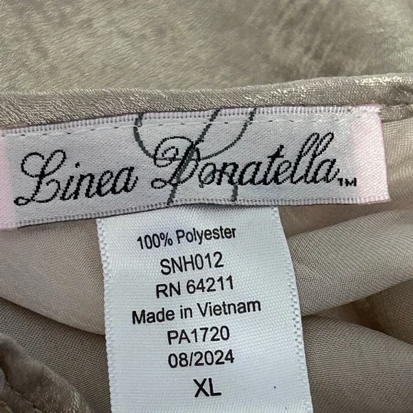 Linea Donatella Women's XL Gold Shimmer cool flowing nighty adjustable strap NWT - Picture 6 of 6